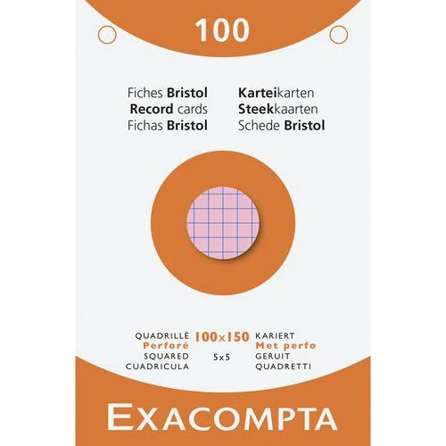 Étui De 100 Fiches Quadrillées Perforées X10 Assortis - Exacompta 1 Étui De 100 Fiches Quadrillées Perforées X10 Assortis - Exacompta