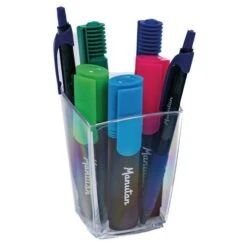 Pot à Crayons Cristal Transparent - Manutan -Promos Papeterie Boutique AIG34180187