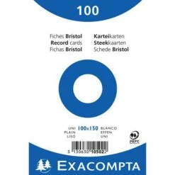 Exacompta Paquet 100 Fiches Sous Film Bristol Uni 100x150mm
