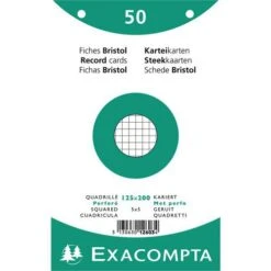 Exacompta Paquet 50 Fiches Sous Film Quadrillé 5x5 Perforé 125x200mm