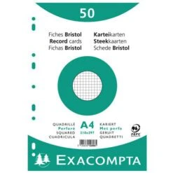 Exacompta Paquet 50 Fiches Sous Film Quadrillé 5x5 Perforé 210x297mm