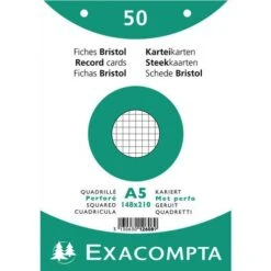 Exacompta Paquet 50 Fiches Sous Film Quadrillé 5x5 Perforé 148x210mm