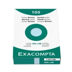 Exacompta Étui De 100 Fiches - Bristol Ligné Non Perforé 105x148mm