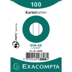 Exacompta Paquet 100 Fiches Sous Film Bristol Ligné 55x74mm