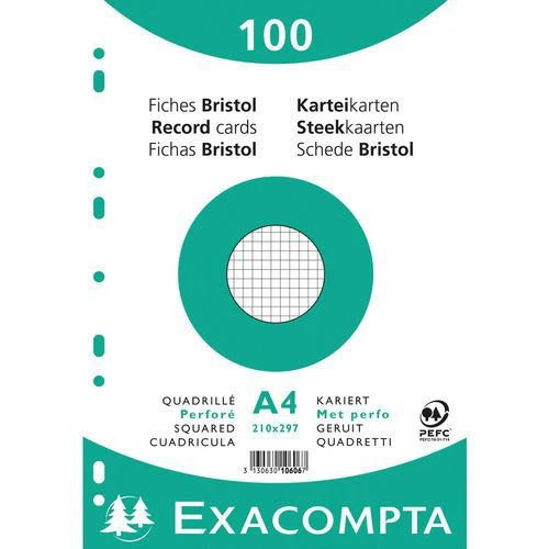 Exacompta Paquet 100 Fiches Sous Film Quadrillé Perforé 210x297mm 2 Exacompta Paquet 100 Fiches Sous Film Quadrillé Perforé 210x297mm – Image 2