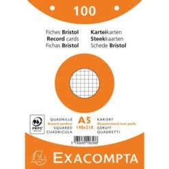 Exacompta Paquet 100 Fiches Sous Film Quadrillé Perforé 148x210mm