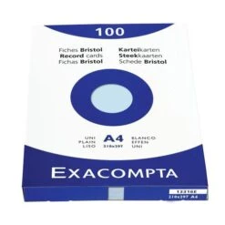 Exacompta Étui De 100 Fiches Uni Non Perforé 210x297mm