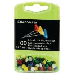 Exacompta Boîte De 100 épingles Tête Plate Unie Hauteur De Pointe 8mm