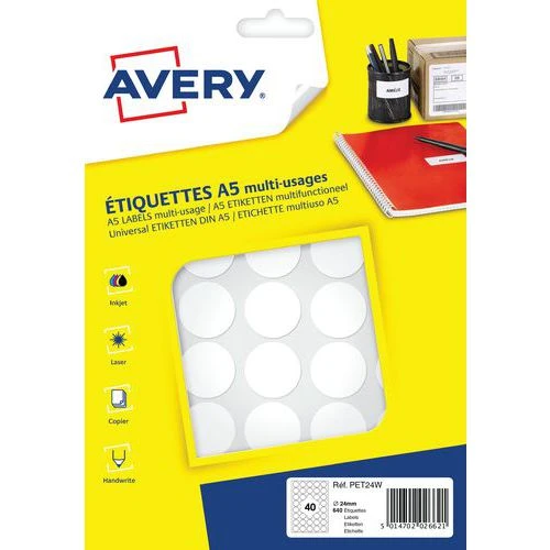 Avery Pastille Adhésive ILC Diamètre 24 Mm 1 Avery Pastille Adhésive ILC Diamètre 24 Mm