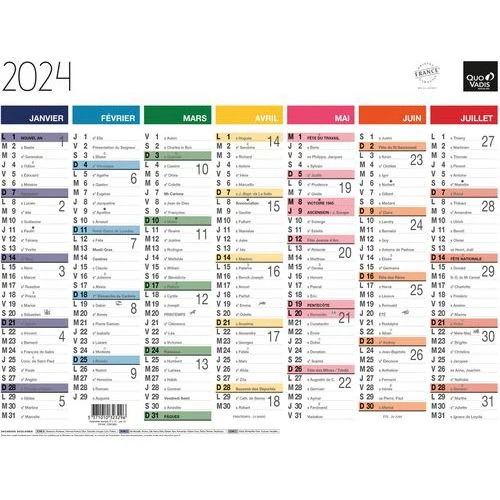 Calendrier Banque Arc-en-ciel - 27 X 21 Cm - Année 2024 - Quo Vadis 1 Calendrier Banque Arc-en-ciel - 27 X 21 Cm - Année 2024 - Quo Vadis