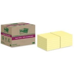 Notes Super Sticky Recyclées 76x76mm 12blocs Jaune Post-it®