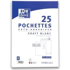 Pochettes 229x324 90g Kraft Blanc Auto Adhésives - Oxford