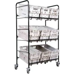 Chariot 9 Bacs Postaux 4 Roulettes Avec Freins - Outil Océan